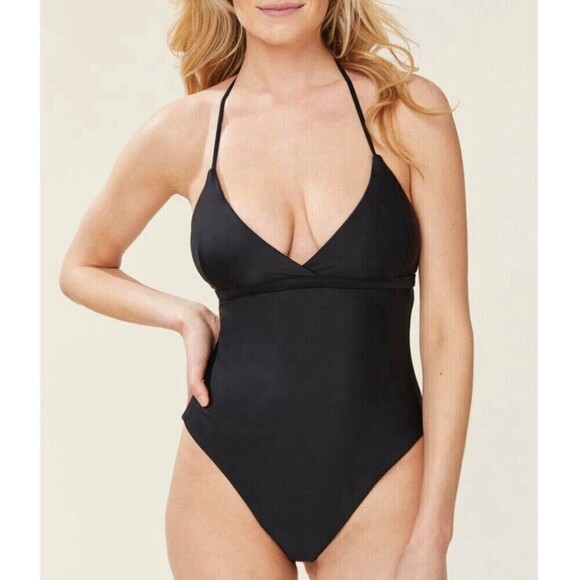 Andie Swim The Lagos Swimsuit Small One Piece Black Halter Women’s Size NEW NWT - Picture 1 of 4